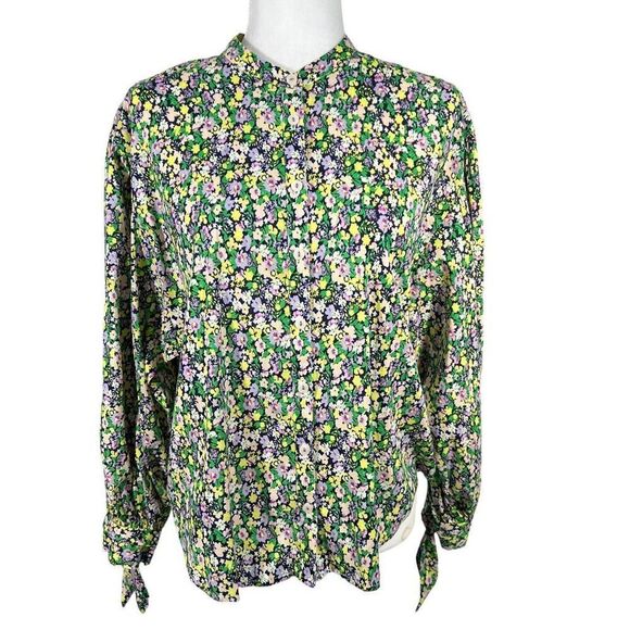 Maeve Long-Sleeve Blouse By Anthropologie Blouse Cotton Floral Print Small Multi - Picture 1 of 13
